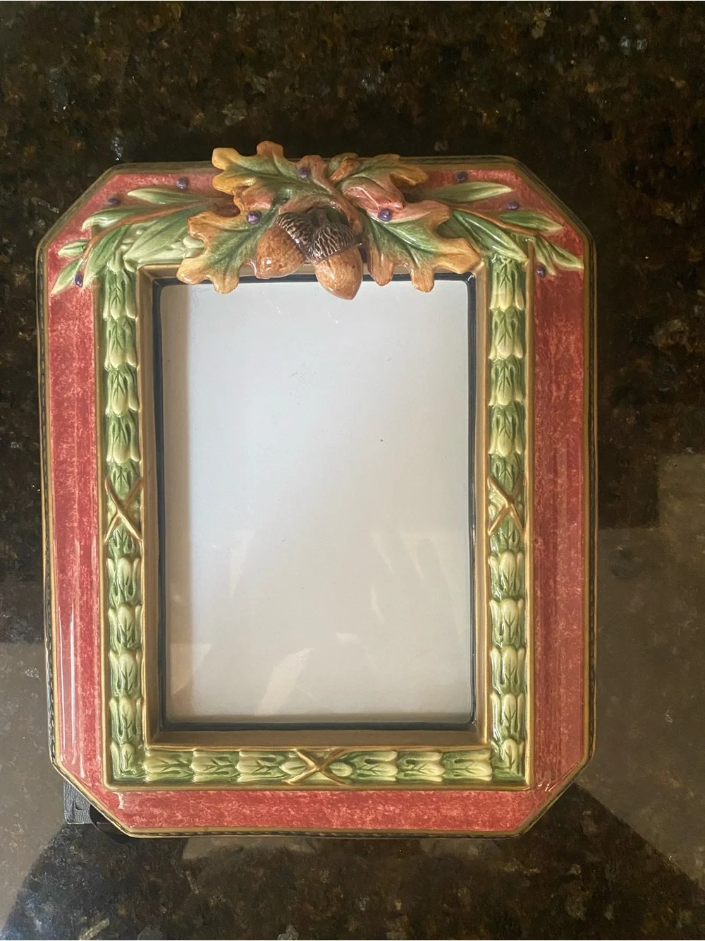 Fitz & Floyd Vintage Trompe l'Oeil Majolica Acorn Picture Frame